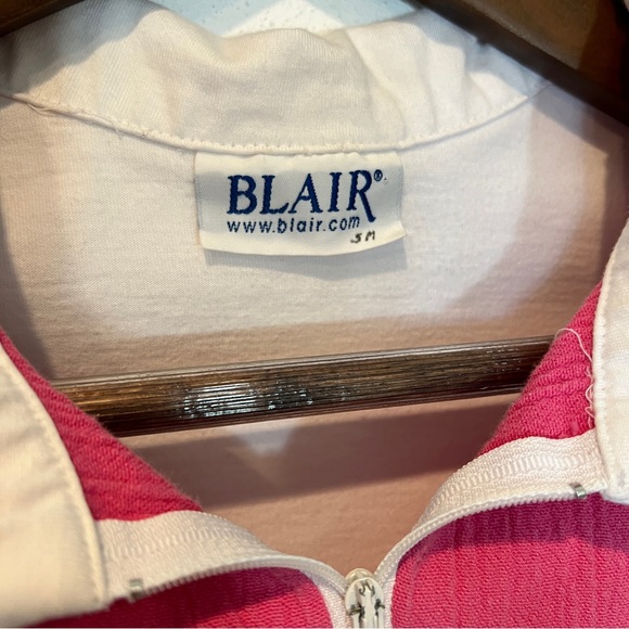 Vintage Blair Chevron Color Block 1/4 Zip Pullover Short Sleeve Shirt - Picture 3 of 7